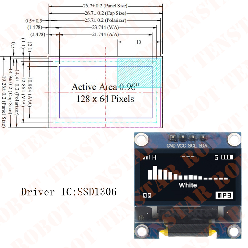 TENSTAR 0.96 Inch OLED SSD1306 - Ssd1306 评论和价格