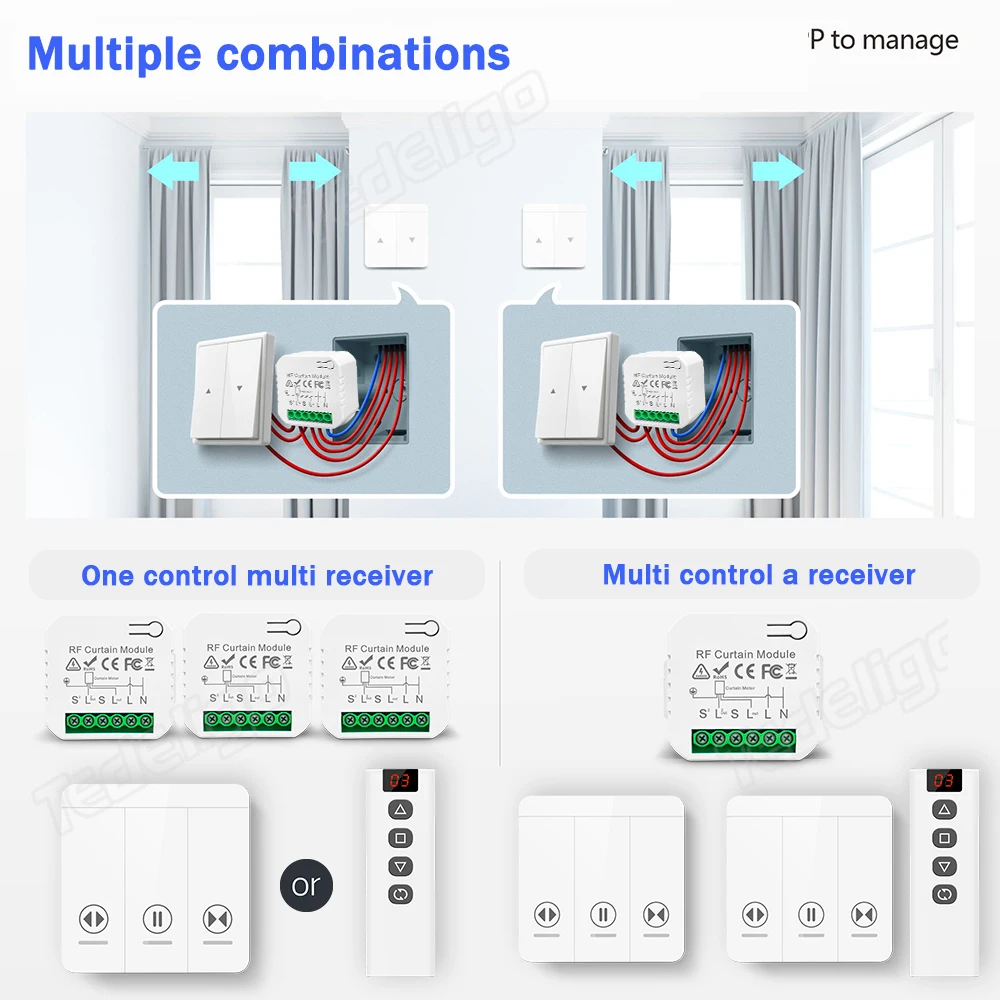 433 MHz RF Curtain Switch Modu - Ir Remote Module 评论和价格